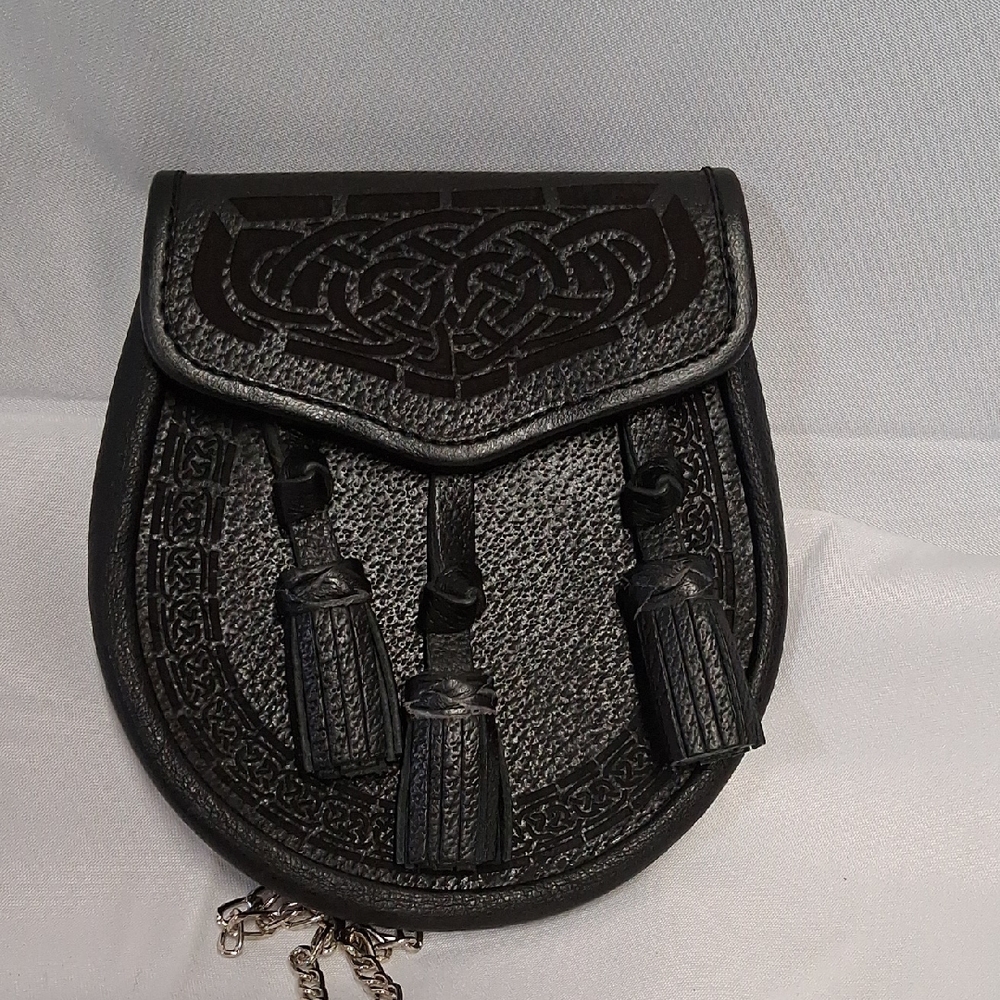 Scottish Kilt Semi Dress Sporran Genuine 100% Real Leather Knot Tassels
